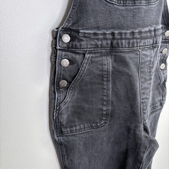 Old Navy Womens Denim Overalls 2 Gray Charcoal Jean Dark Wash Straight Leg Bib - Picture 3 of 10